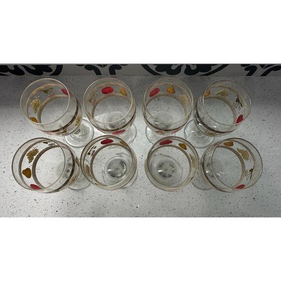 Set Of 8 Vintage Country Orchard 12 Ounce Water/wine Goblets By Block - Picture 3 of 4